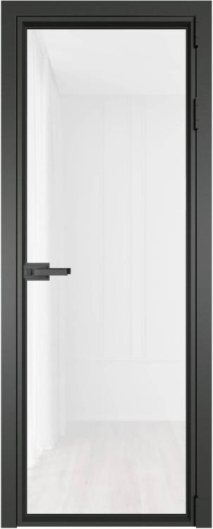 Межкомнатная дверь Profil Doors 1 AV цвет профиля Серая ночь, стекло безопасное 6 мм белый триплекс 600x2000