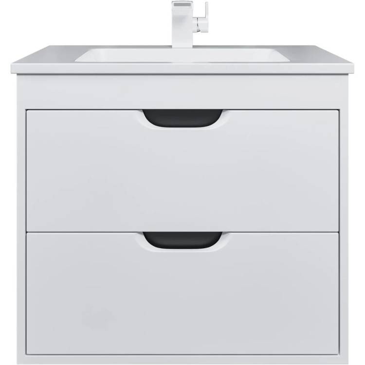Тумба с раковиной Uperwood Modul 3930205581 подвесная, матовая, белая, графит, 65 см