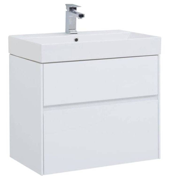 Тумба с раковиной Aquanet Бруклин 70 212597 белый, 572x694x437