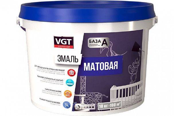 Эмаль универсальная VGT ВД-АК-1179 матовая черная RAL9005 10 кг