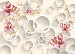 3D Фотообои Artegrafico «Орхидеи с объемными кольцами» GM-106 канвас