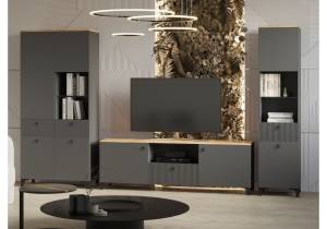 Стенка в гостиную  Woodville Ника 595749 эйхория QR-17/графит комплектация 1