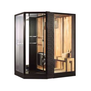 Душевая кабина Orans SR-89103RS Black с финской сауной, профиль черный, стекло белое и прозрачное, 180x130x220