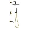 Душевой комплект Boheme Uno 464-2-BG смеситель + верхний + ручной душ, золотой, черный, с изливом