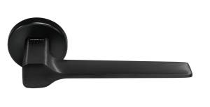 Дверная ручка Morelli GRAND CARAT R5 NERO-ST черный "soft-touch", на круглой розетке