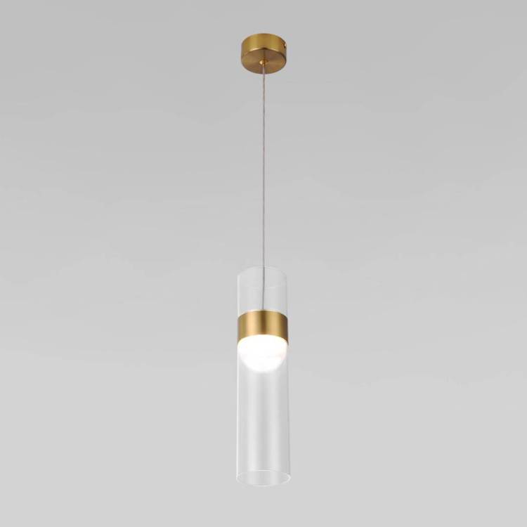 Подвесной светодиодный светильник Eurosvet Lumen 50244/1 Led латунь/прозрачный