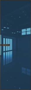 Межкомнатная дверь Profil Doors 1 AGN цвет профиля Деорэ, стекло безопасное 4 мм зеркало синее 800x2000