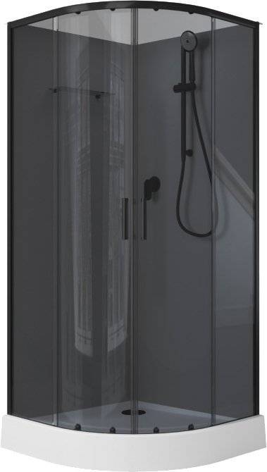 Душевая кабина Aquanet Passion EVO 267259 90x90, профиль черный, стекло тонированное, без крыши