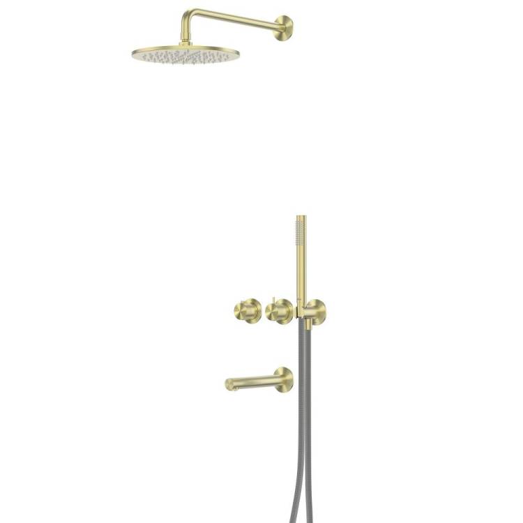 Душевая система Abber Emotion 316 AF8850BG с изливом и термостатом, брашированное светлое золото