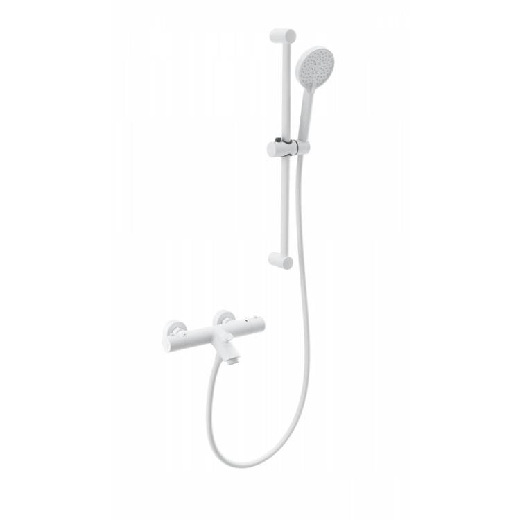 Смеситель для ванны Wonzon & Woghand WW-C2002-A-MW термостатический, с душевым гарнитуром, белый матовый