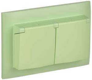 Розетка 2-местная с крышкой IEK Skandy SK-R26-16-44-K06-F мятный