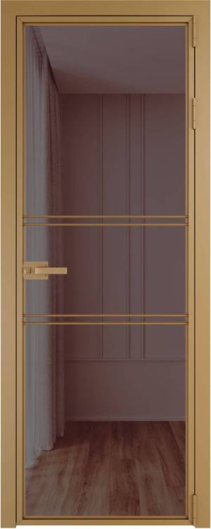 Межкомнатная дверь Profil Doors 2 AX цвет профиля Золото, стекло безопасное 6 мм золотистая бронза 600x2000