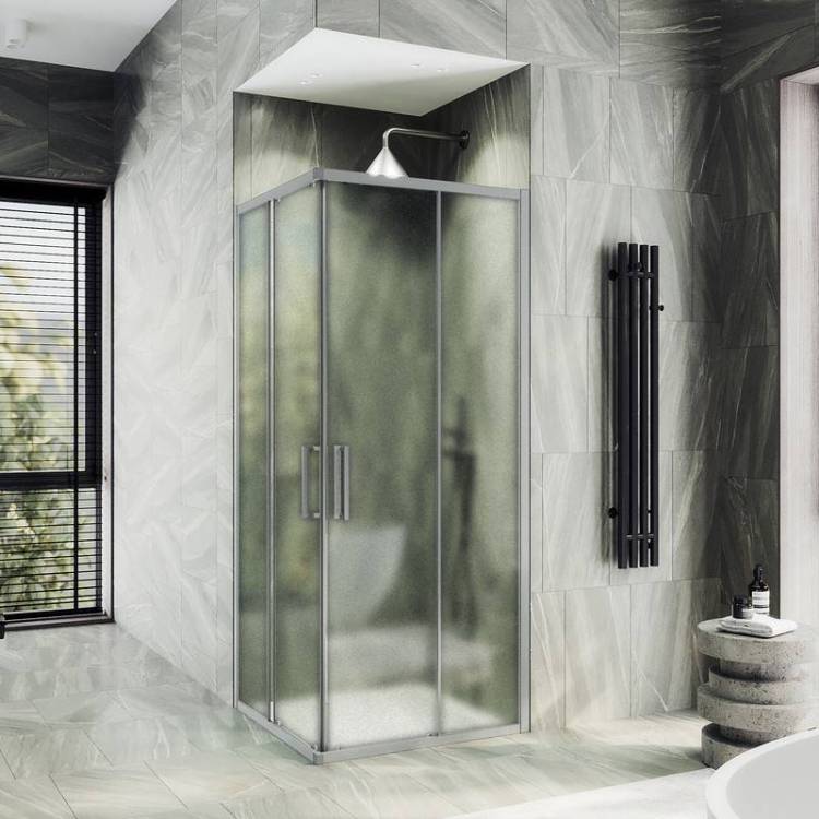 Душевой уголок MaybahGlass MGY-1330-5 профиль хром матовый, стекло сатин, 100x100x195