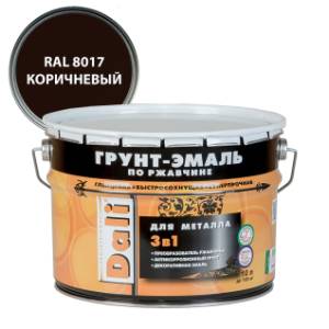 Грунт-эмаль по ржавчине 3 в 1 гладкая алкидная Dali RAL 8017 коричневый 10 л