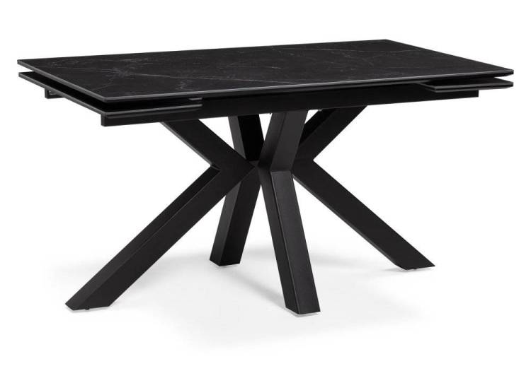 Кухонный стол Woodville Бронхольм 532397 140(200)х80х77 черный мрамор / черный