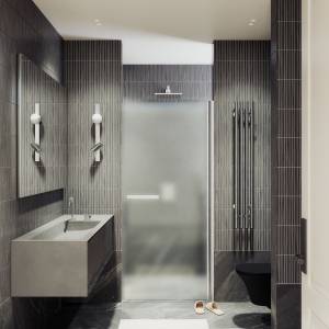 Душевая дверь в нишу MaybahGlass MGD-463-5 профиль хром матовый, стекло сатин, 90x198