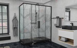 Душевой уголок AvaCan FB2-190-SB90 профиль черный, стекло тонированное, 210x90x195