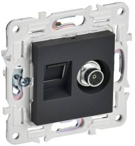 ТВ-розетка+Ethernet RJ45 IEK Skandy SK-AK20-2-K53 графит