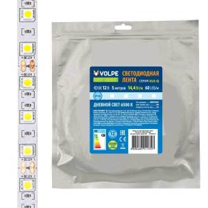 Светодиодная лента Volpe ULS-Q221 5050-60LED/m-10mm-IP20-DC12V-14,4W/m-5M-6500K