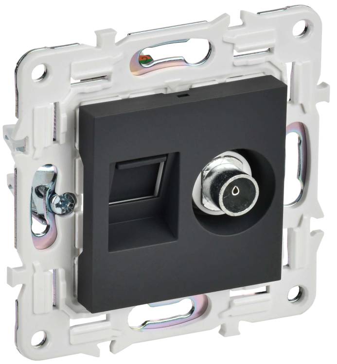 ТВ-розетка+Ethernet RJ45 IEK Skandy SK-AK20-2-K53 графит