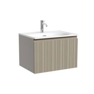 Тумба с раковиной Sancos Code подвесная, 60x46x42, с одним ящиком оснащенным доводчиками, Серая платина