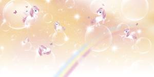 Бесшовные Eco обои Ortograf Little friends 34369 Единороги на радуге 3 Холст ОЕ-Х