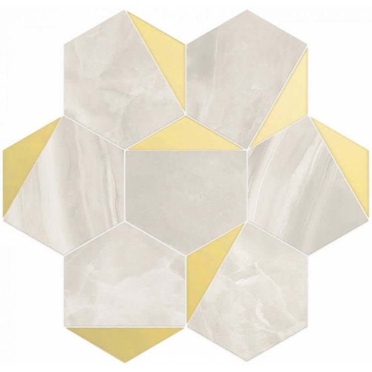Мозаика Vallelunga Nolita 6001117 Esagona Triangoli Oro Lusso 28x30