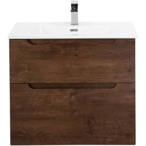 Тумба с раковиной Belbagno Etna H-60 ETNA-H60-600-2C-SO-RW-P 60x45x60 Rovere Moro подвесная с двумя выкатными ящиками, с доводчиками