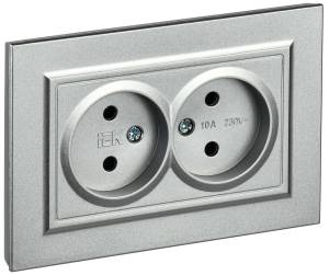 Розетка 2-местная IEK Brite BR-R20-10-K47-F алюминий