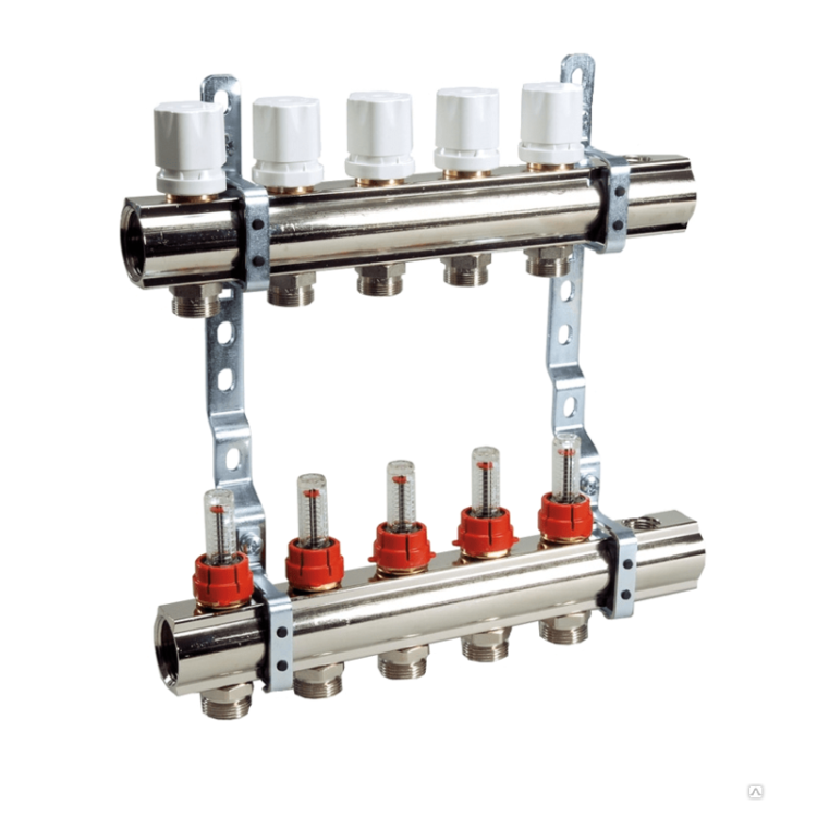 Коллектор Luxor латунный с расходомерами CD 477 1х3/4ЕК 7 контуров