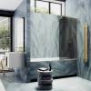 Шторка на ванну MaybahGlass MGV-129-3у стекло графит матовый, профиль золото, 1400x340 фото 3