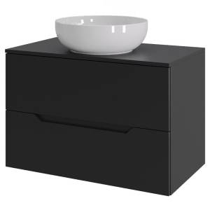 Тумба с раковиной Orange Line Li-70TubMDF+B07-420W черный матовый, 70 см