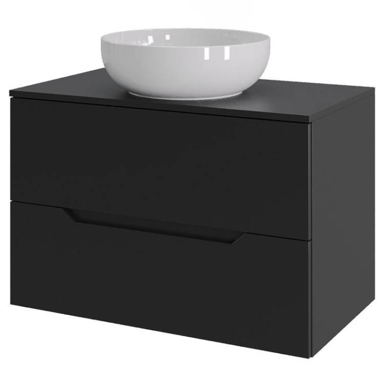 Тумба с раковиной Orange Line Li-70TubMDF+B07-420W черный матовый, 70 см