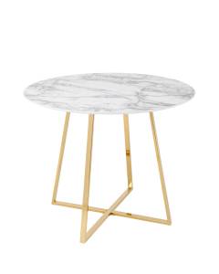 Стол обеденный Stool Group Дакота FDC8004 wh/gld DUAL белый мрамор ножки золото 100x100x76