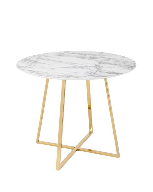 Стол обеденный Stool Group Дакота FDC8004 wh/gld DUAL белый мрамор ножки золото 100x100x76