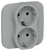 Розетка 2-местная с заземлением IEK Flite FI-R21A-16-1-K03 серый