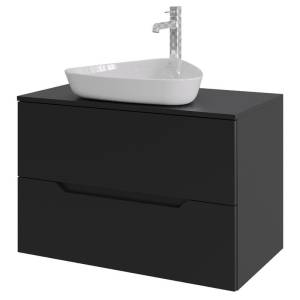 Тумба с раковиной Orange Line Li-80TubMDF+B07-500W черная матовая, 80.5 см