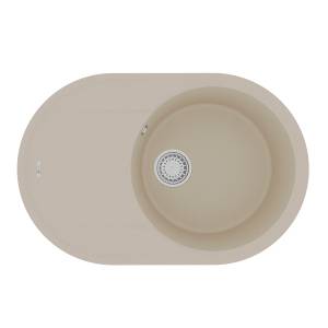 Кухонная мойка Lemark LACHA 760 9910056 врезная овальная с крылом из кварцгранита бежевый