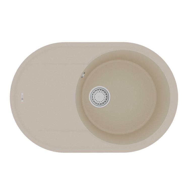 Кухонная мойка Lemark LACHA 760 9910056 врезная овальная с крылом из кварцгранита бежевый