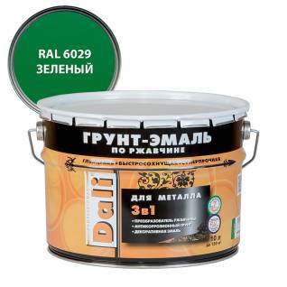Грунт-эмаль по ржавчине 3 в 1 гладкая алкидная Dali RAL 6029 зеленый 10 л