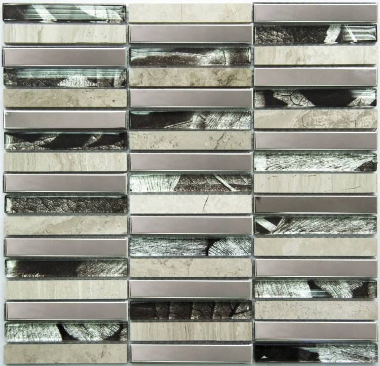 Мозаика NSmosaic Metal series MS-622 метал стекло камень (15x98x8) 285x300