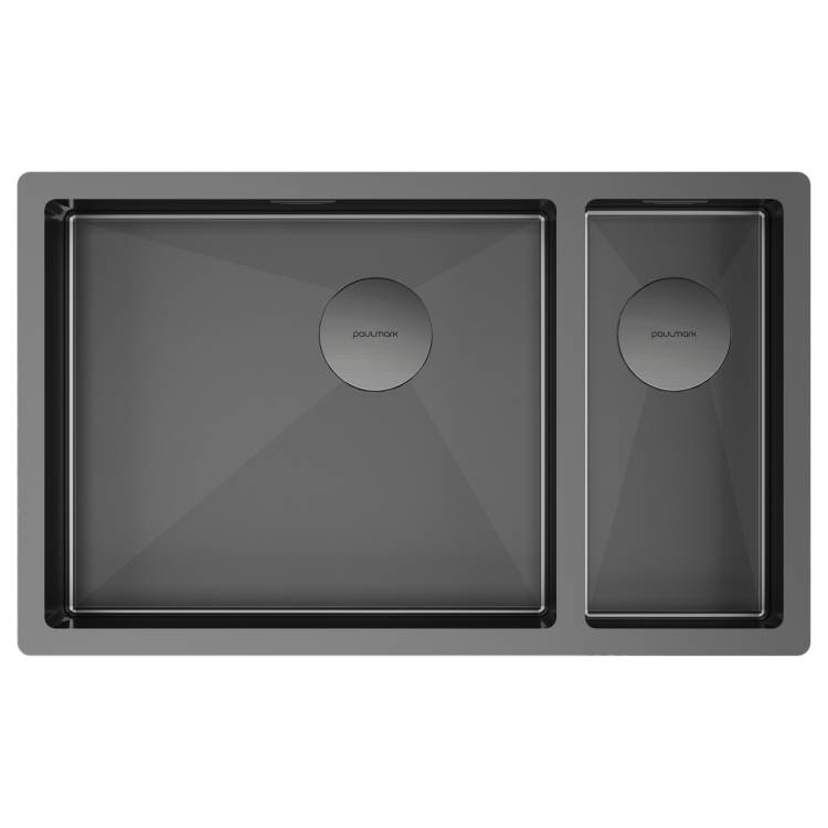Мойка кухонная Paulmark Next 69/2S Uni PM226944-GML Вороненая Сталь, 69x44