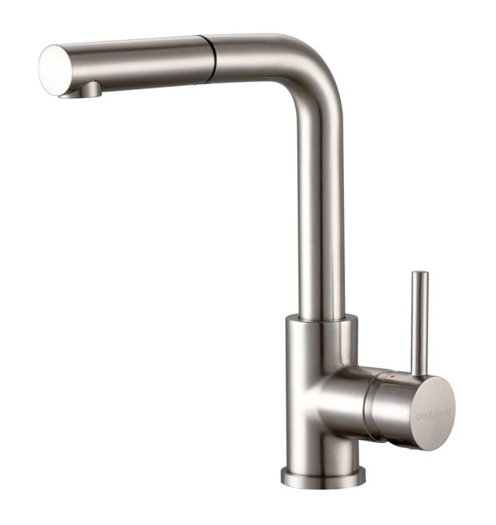 Смеситель для кухни Paulmark Kassel Ka214311-BS с выдвижным изливом, брашированная сталь