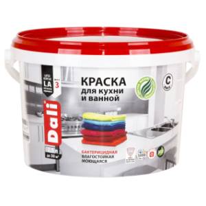 Краска для кухни и ванной акриловая моющаяся Dali глубокоматовая база С 2.5 л