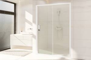Душевая дверь в нишу Royal Bath Accord RB155HS-T профиль белый, стекло прозрачное, 155x200