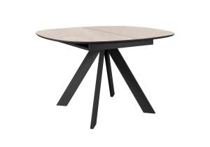 Стол Дик DikLine BK100 00-00075480 Krater Perla (бежевый матовый), подстолье черное, опоры черные 100(135)x90x76
