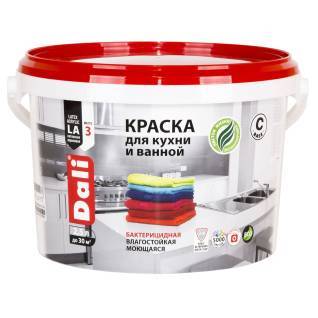 Краска для кухни и ванной акриловая моющаяся Dali глубокоматовая база С 2.5 л