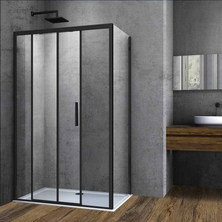 Душевой уголок Vincea Soft VSR-3SO9011CLB 1100x900, профиль черный, стекло прозрачное