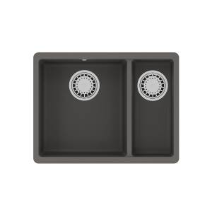 Кухонная мойка Lemark SINARA 550.2-U 9910083 подстольного монтажа с доп.чашей из кварцгранита серый шелк