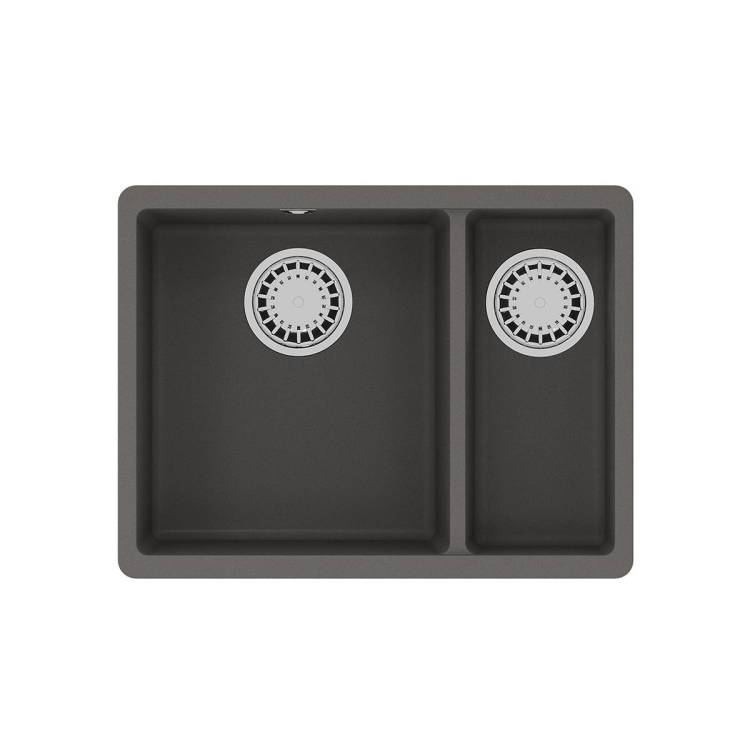 Кухонная мойка Lemark SINARA 550.2-U 9910083 подстольного монтажа с доп.чашей из кварцгранита серый шелк